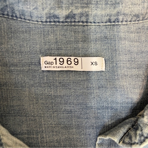 GAP Alexa Classic Casual Oversized Button Down Tunic Chambray Shirt Women's XS - Picture 7 of 9
